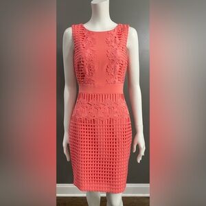 NWT ANTONIO MELANI Coral Textured Midi Sheath Dress Size 2